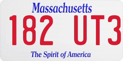 MA license plate 182UT3