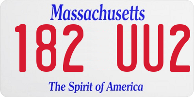 MA license plate 182UU2