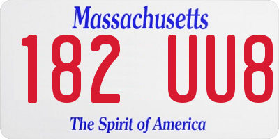 MA license plate 182UU8