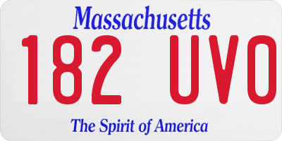 MA license plate 182UV0