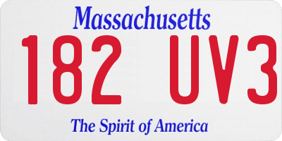MA license plate 182UV3