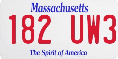 MA license plate 182UW3