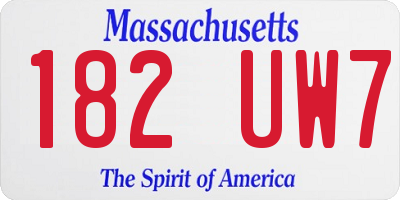 MA license plate 182UW7
