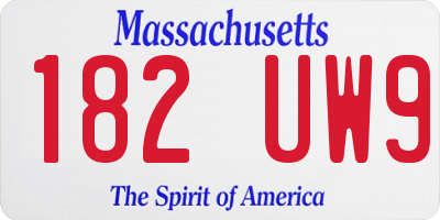 MA license plate 182UW9