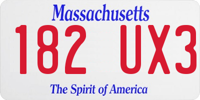 MA license plate 182UX3