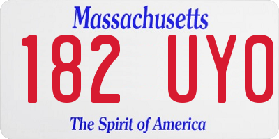 MA license plate 182UY0