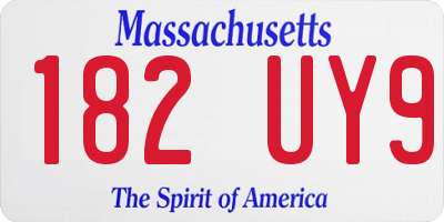 MA license plate 182UY9