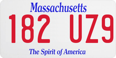 MA license plate 182UZ9