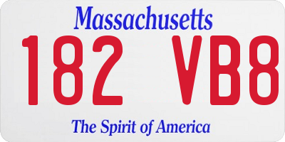 MA license plate 182VB8