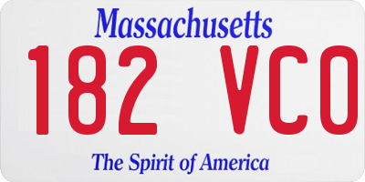 MA license plate 182VC0