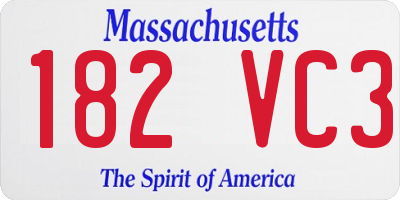MA license plate 182VC3