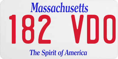 MA license plate 182VD0
