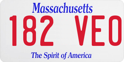 MA license plate 182VE0