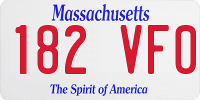 MA license plate 182VF0