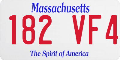 MA license plate 182VF4