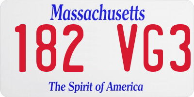 MA license plate 182VG3