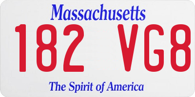 MA license plate 182VG8