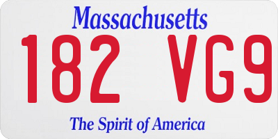 MA license plate 182VG9