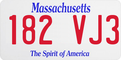 MA license plate 182VJ3