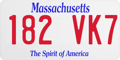 MA license plate 182VK7