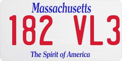 MA license plate 182VL3