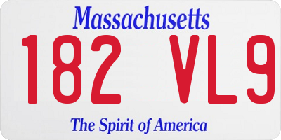 MA license plate 182VL9