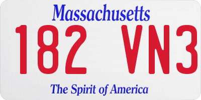 MA license plate 182VN3