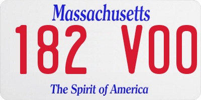 MA license plate 182VO0