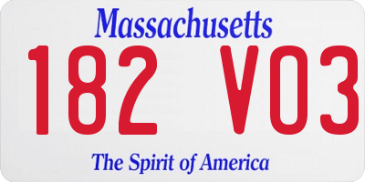 MA license plate 182VO3