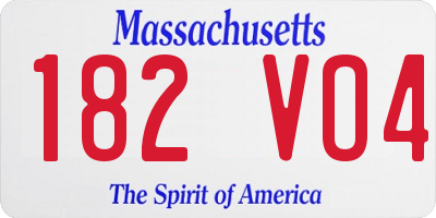 MA license plate 182VO4