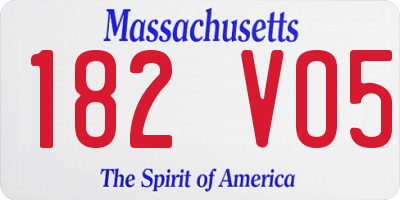 MA license plate 182VO5