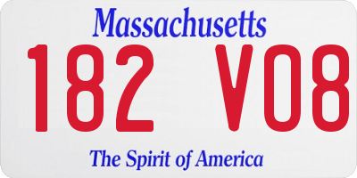 MA license plate 182VO8