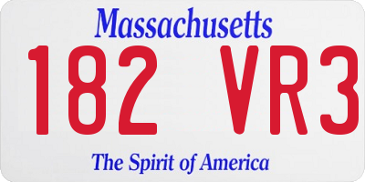 MA license plate 182VR3