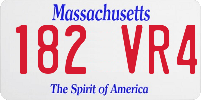 MA license plate 182VR4