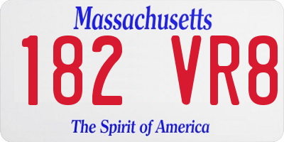 MA license plate 182VR8