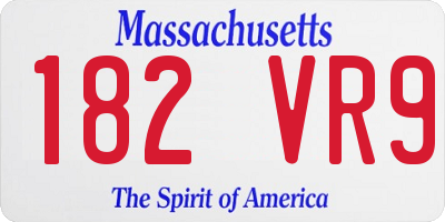 MA license plate 182VR9