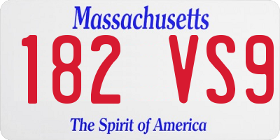 MA license plate 182VS9