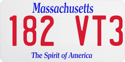 MA license plate 182VT3