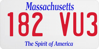 MA license plate 182VU3