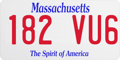 MA license plate 182VU6