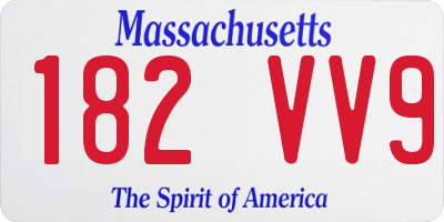 MA license plate 182VV9