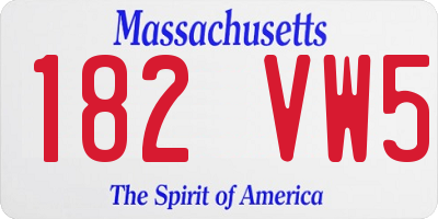 MA license plate 182VW5