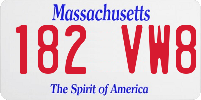 MA license plate 182VW8