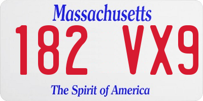 MA license plate 182VX9