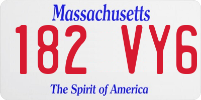MA license plate 182VY6