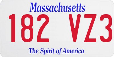 MA license plate 182VZ3