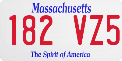 MA license plate 182VZ5