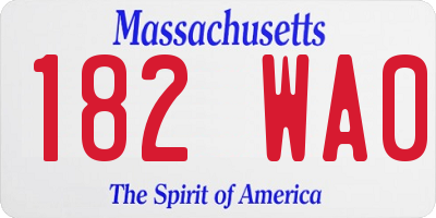 MA license plate 182WA0