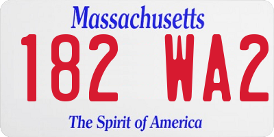 MA license plate 182WA2