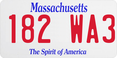 MA license plate 182WA3